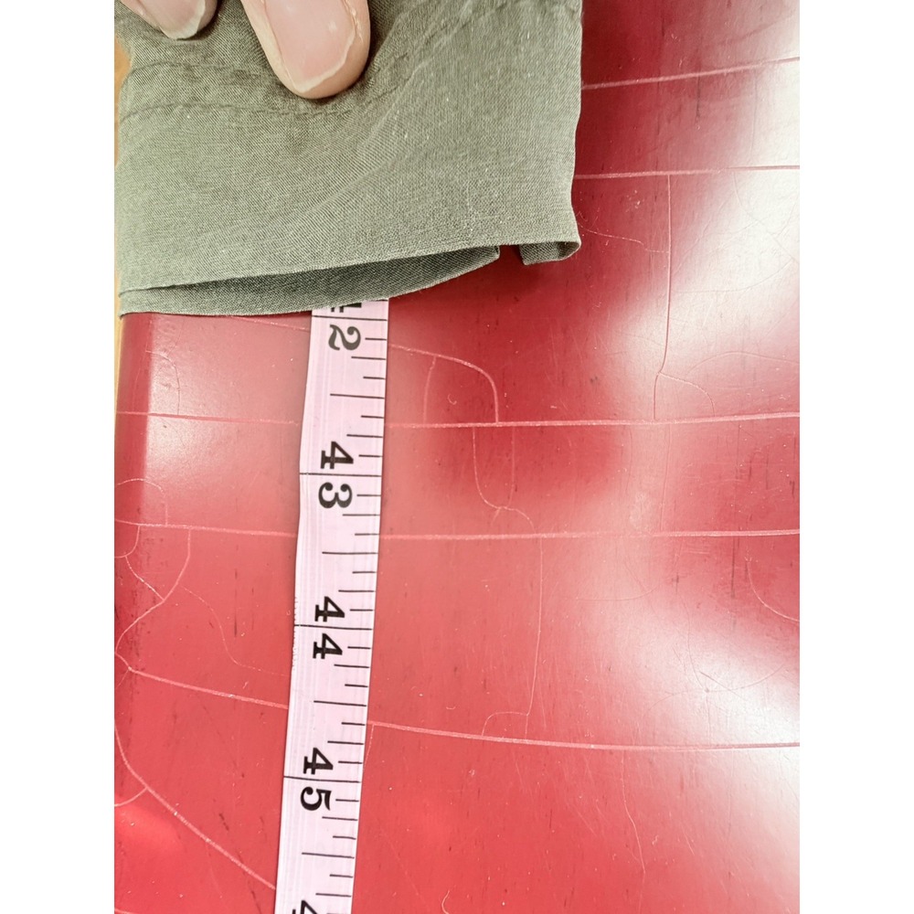 Vintage Silk Blend Pants Womens Size M Olive Green Relaxed Trousers Quiet Luxury - Picture 10 of 11